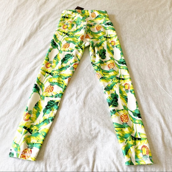 WILDFOX Sweat Green Yellow Palms & Pinas Leggings Small NEW NWT - Picture 9 of 9